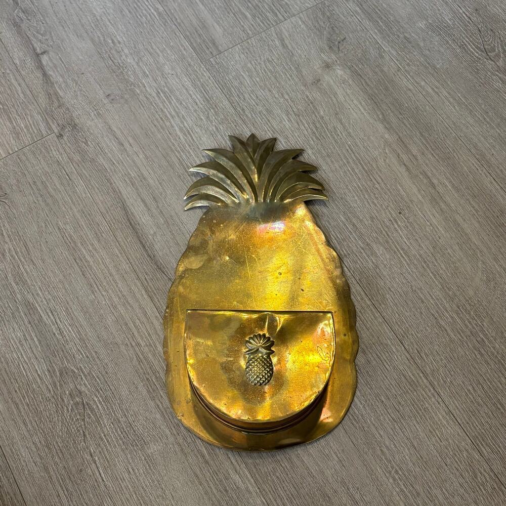 Vintage Solid Brass Pineapple Wall Pocket Planter Hand Made India